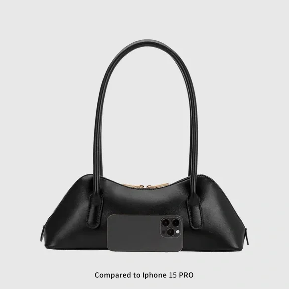 Melie Bianco Black Gold Hardware Shoulder Bag NWT Vegan Faux Leather - Picture 5 of 5